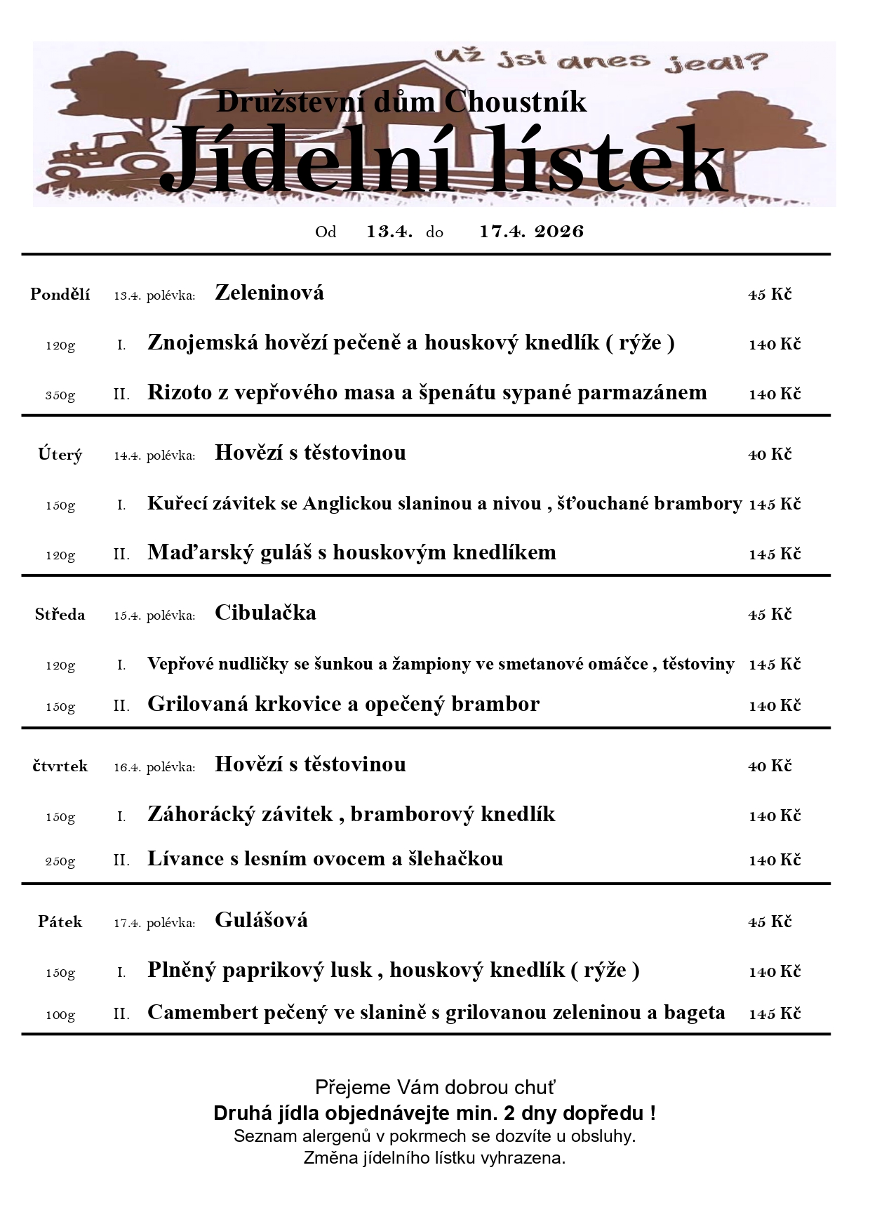 13. 4. - 17. 4. Duben 2026