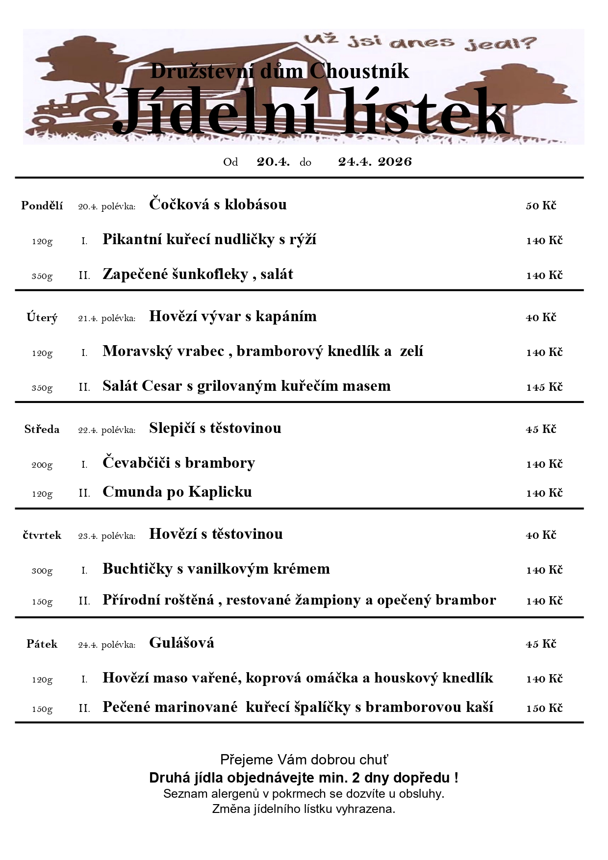 20. 4. - 24. 4. Duben 2026