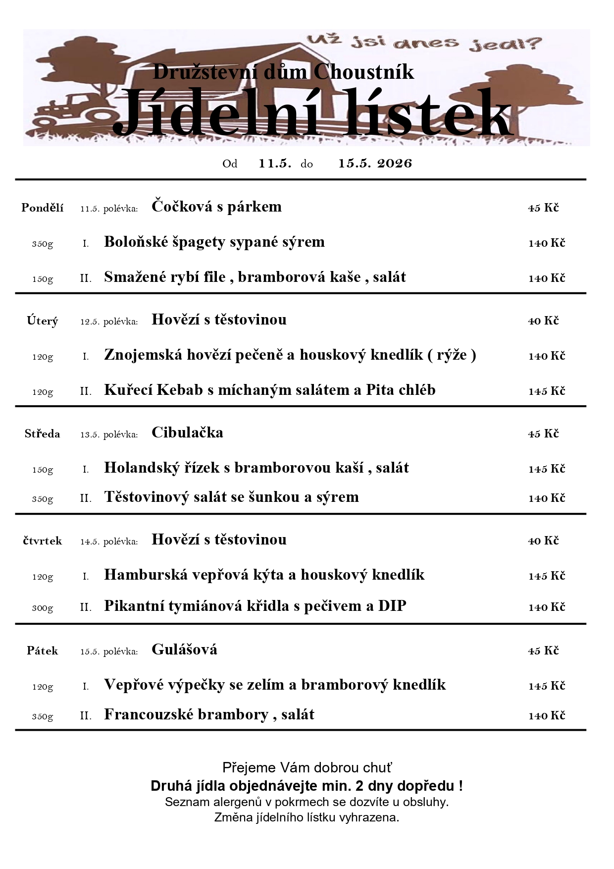 11. 5. - 15. 5. Květen 2026