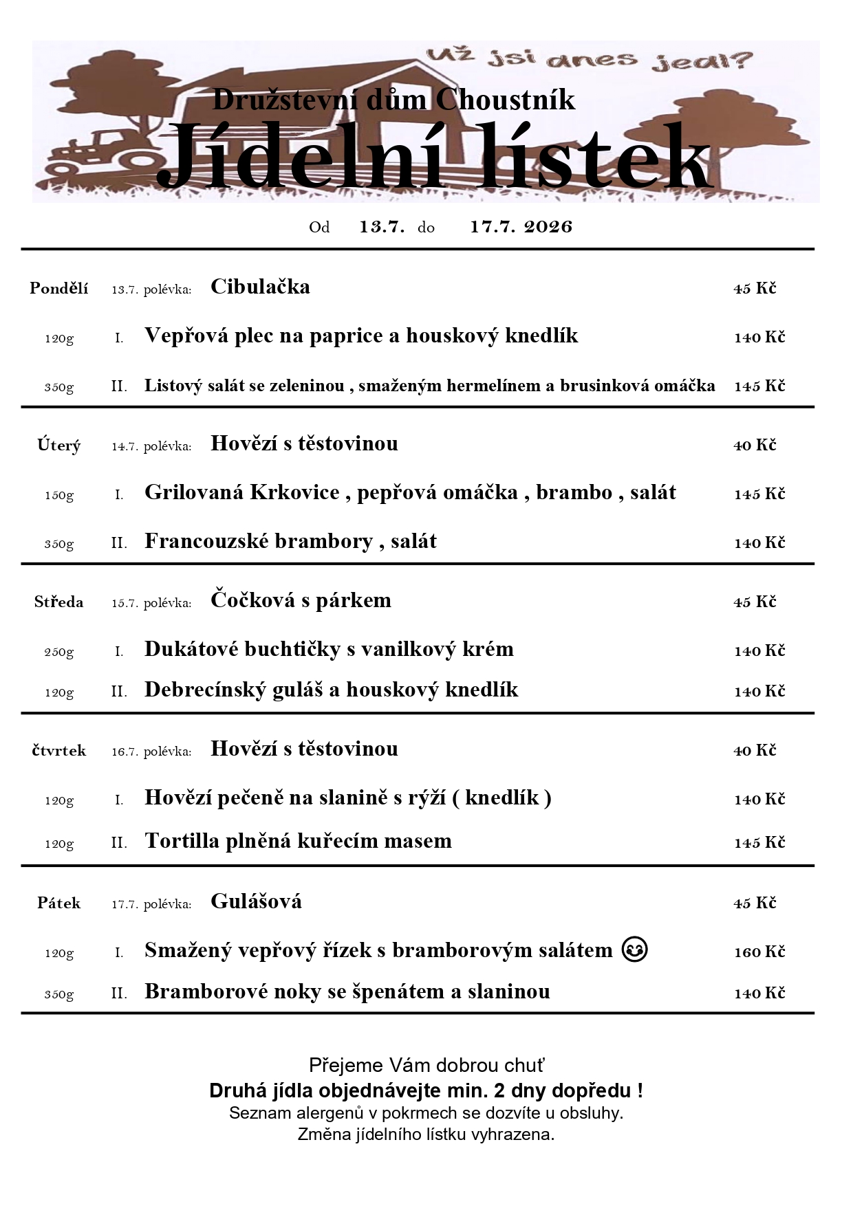 13. 7. - 17. 7. Červenec 2026